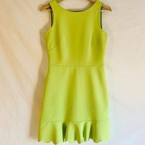 J CREW NEON CITRON SCALLOPED HEM DRESS SZ 00 $98